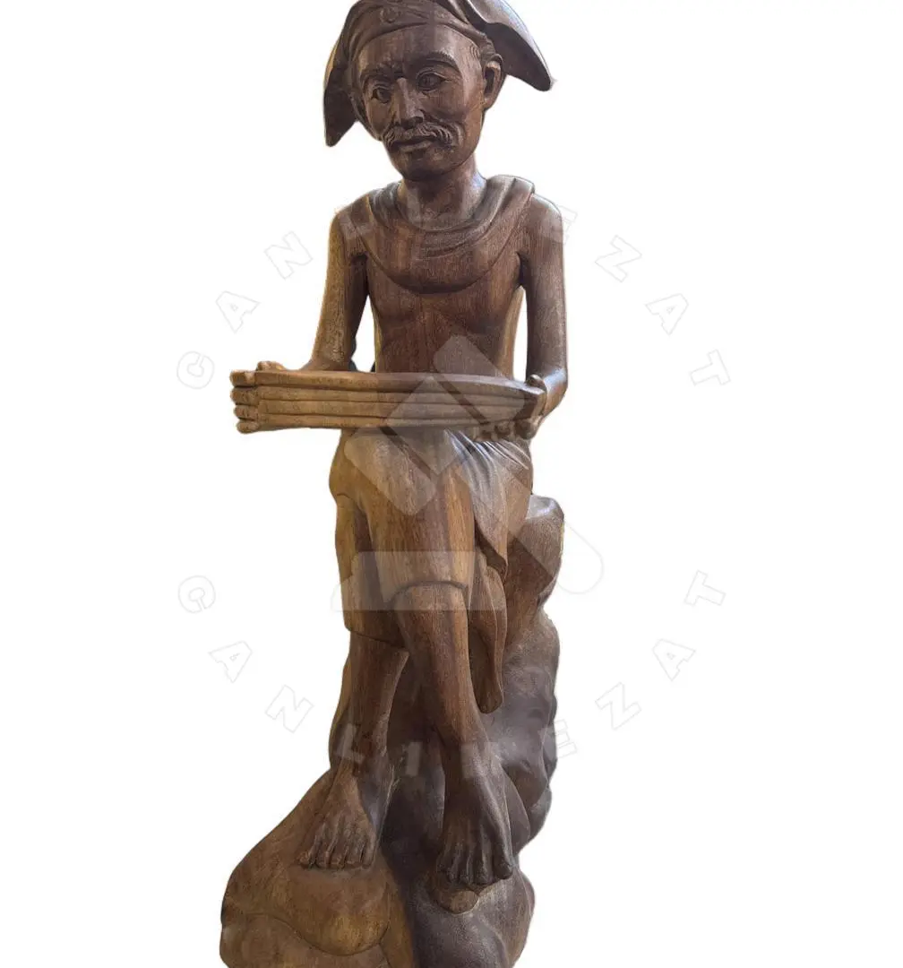 Ahşap El işlemeli dekoratif heykel 57cm uzunluk