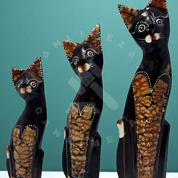 Ahşap 3’lü kedi biblo